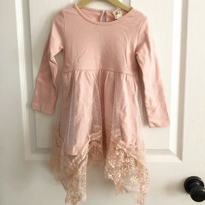 Pink Long Sleeve Asymmetrical Dress from ML Kids.